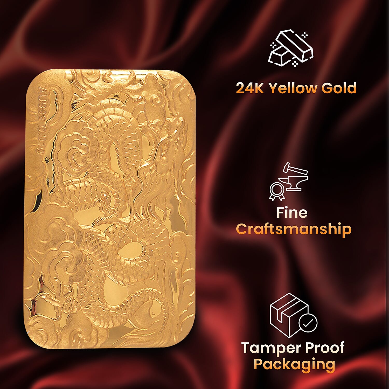 Biggest Gold Deal - 24K Yellow Gold Full Embossed Dragon Gold
