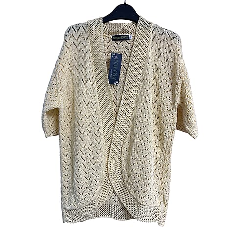 Sugar Crisp Cotton Open Knit Short Sleeve Bolero Cardigan (Size L) - Yellow