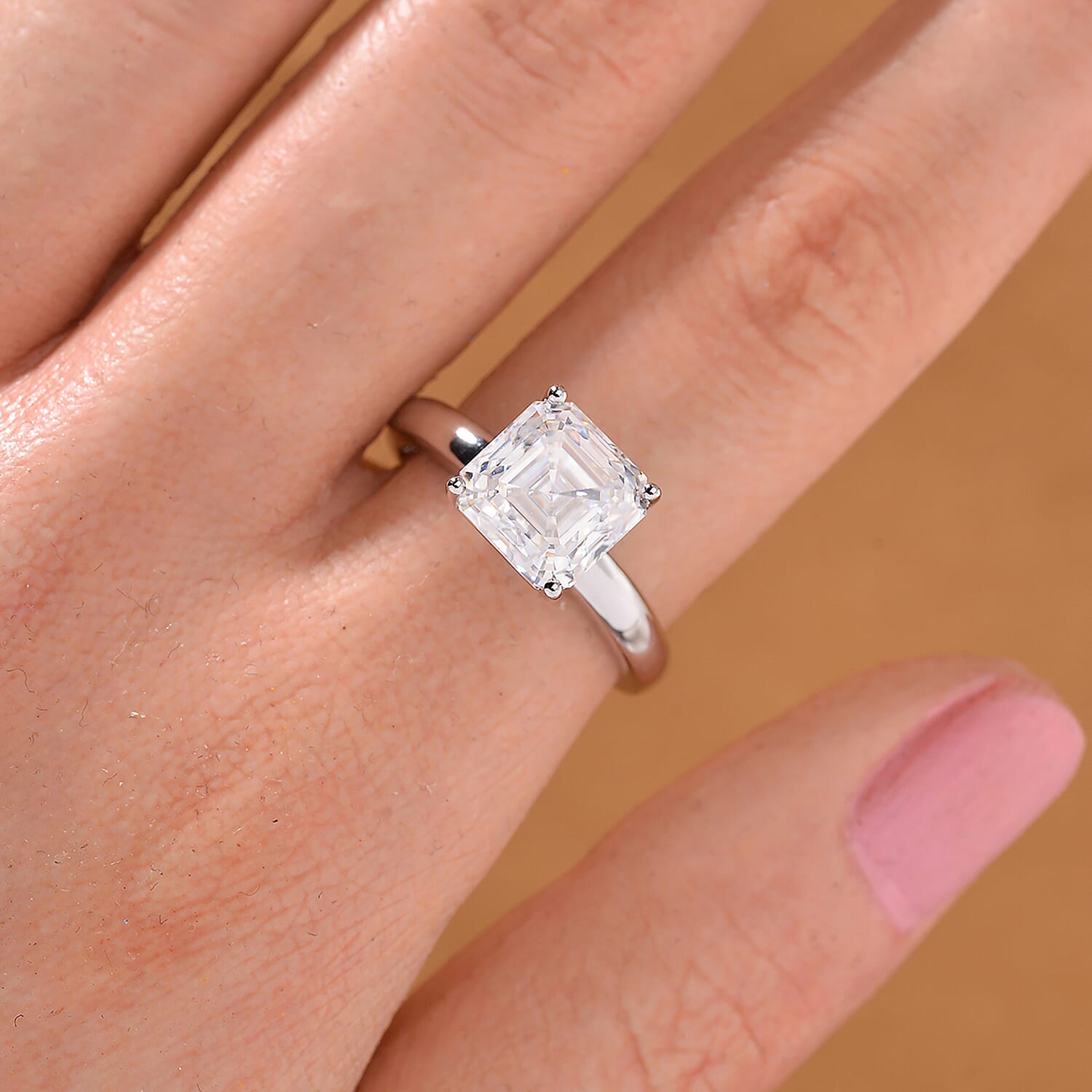 Radianta - GRA Certified (VVS1-D) PREMIUM Moissanite Ring in Rhodium Overlay Sterling Silver 3.00 Ct.