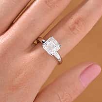 RADIANTA GRA Certified Moissanite D-VVS1 Solitaire Ring in Rhodium Overlay Sterling Silver 3.00 Ct.