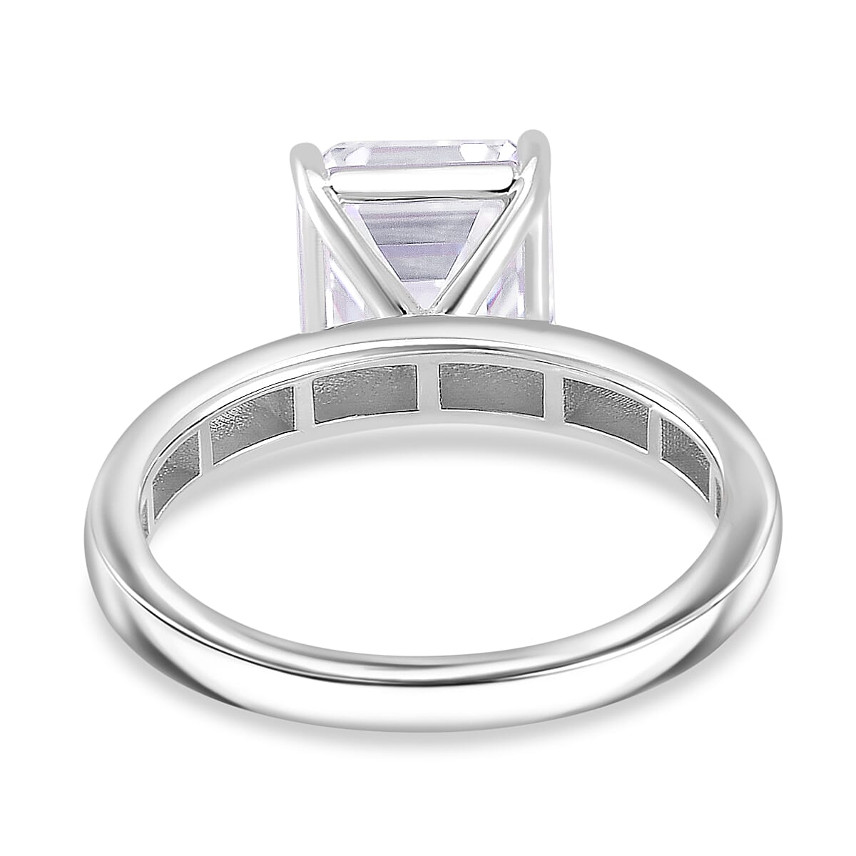 Radianta - GRA Certified (VVS1-D) PREMIUM Moissanite Ring in Rhodium Overlay Sterling Silver 3.00 Ct.