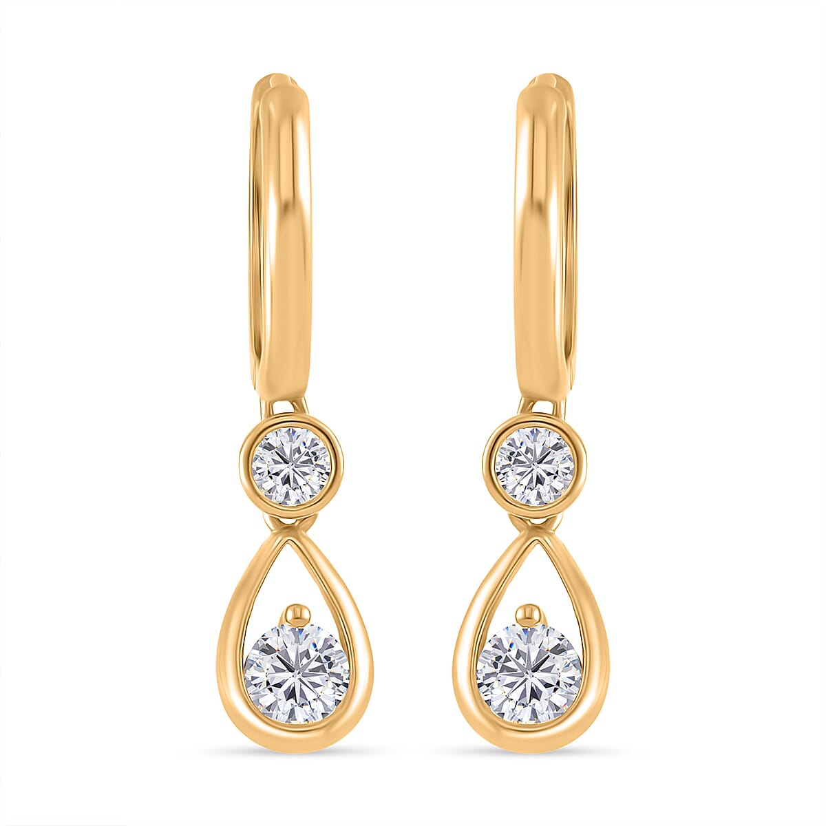 RADIANTA Premium Moissanite - GRA Certified (VVS1-D) Earring with Hoop in 18K Vermeil Yellow Gold Plated Sterling Silver 1.10 Ct.