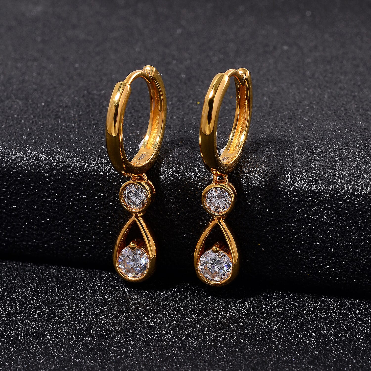 RADIANTA Premium Moissanite - GRA Certified (VVS1-D) Earring with Hoop in 18K Vermeil Yellow Gold Plated Sterling Silver 1.10 Ct.