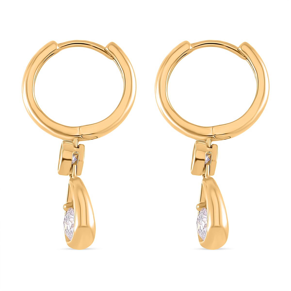 RADIANTA Premium Moissanite - GRA Certified (VVS1-D) Earring with Hoop in 18K Vermeil Yellow Gold Plated Sterling Silver 1.10 Ct.