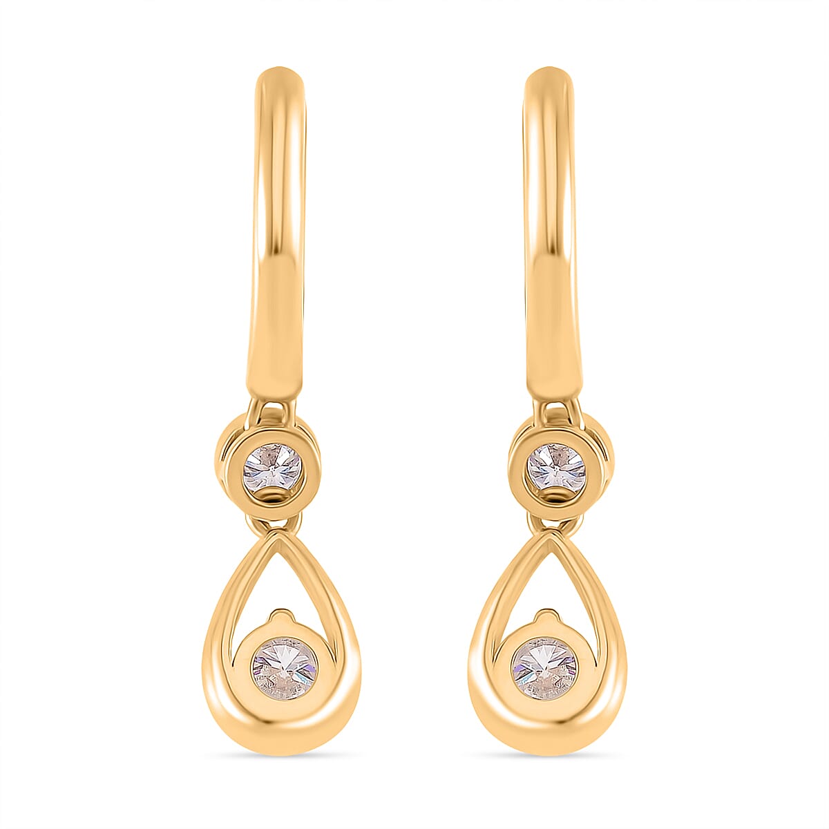 RADIANTA Premium Moissanite - GRA Certified (VVS1-D) Earring with Hoop in 18K Vermeil Yellow Gold Plated Sterling Silver 1.10 Ct.