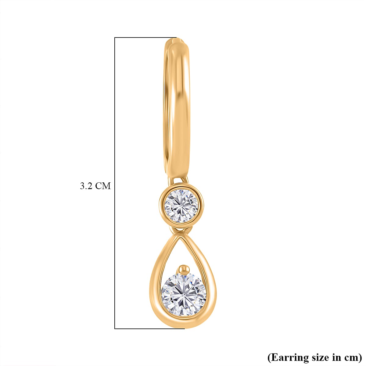 RADIANTA Premium Moissanite - GRA Certified (VVS1-D) Earring with Hoop in 18K Vermeil Yellow Gold Plated Sterling Silver 1.10 Ct.