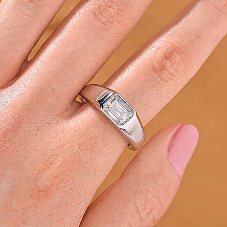 Premium Moissanite GRA Certified (VVS1-D) Moissanite Ring in Rhodium Overlay Sterling Silver 2.00 Ct.