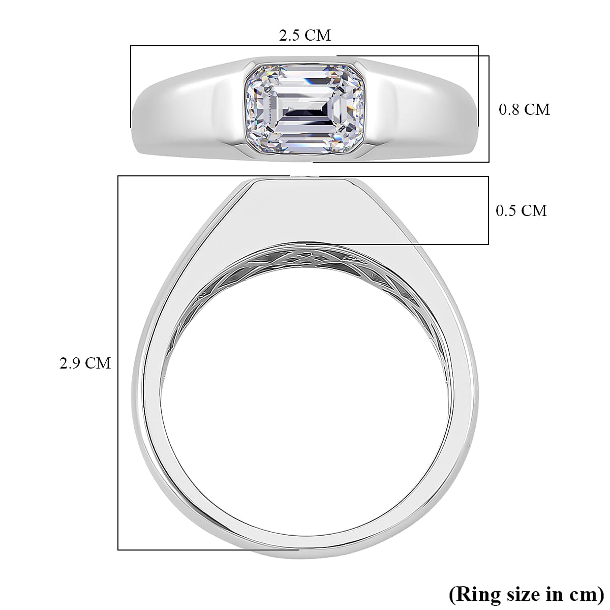 RADIANTA Premium Moissanite GRA Certified (VVS1-D) Moissanite Ring in Rhodium Overlay Sterling Silver 2.00 Ct.