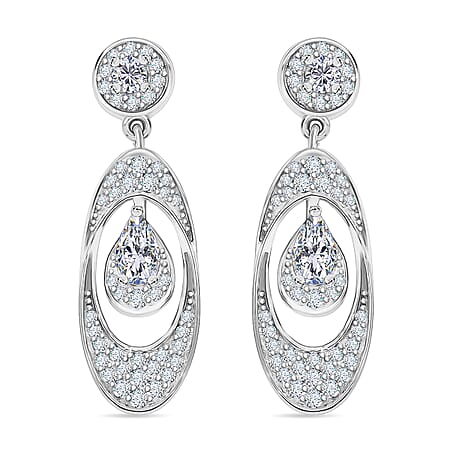 RADIANTA GRA Certified Moissanite D-VVS1 Earrings with Push Back in Rhodium Overlay Sterling Silver 1.25 Ct.