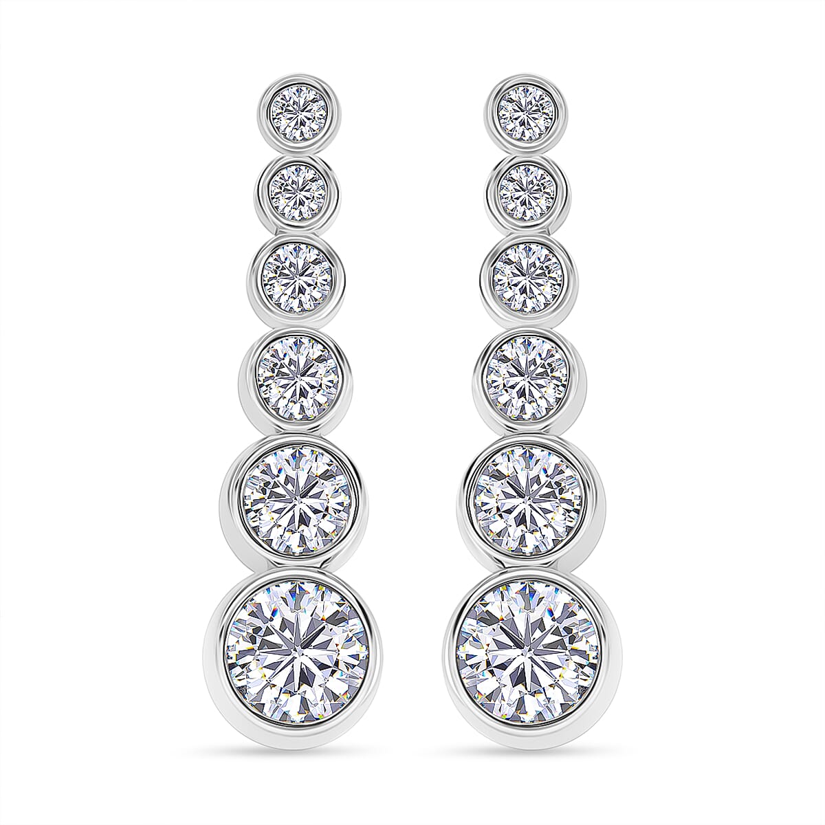 RADIANTA Premium D Colour VVS1 - GRA Certified (VVS1-D) Moissanite Earring with Push Back in Rhodium Overlay Sterling Silver 1.46 Ct.