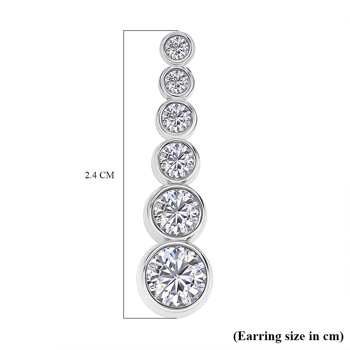 RADIANTA Premium D Colour VVS1 - GRA Certified (VVS1-D) Moissanite Earring with Push Back in Rhodium Overlay Sterling Silver 1.46 Ct.