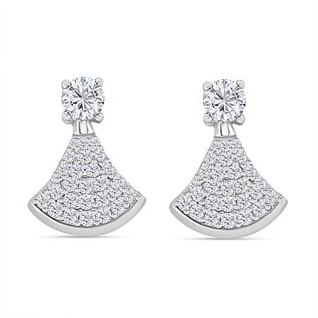 RADIANTA GRA Certified Moissanite D-VVS1 Earrings with Push Back in Rhodium Overlay Sterling Silver RADIANTA GRA Certified Moissanite D-VVS1 Earrings with Push Back in Rhodium Overlay Sterling Silver