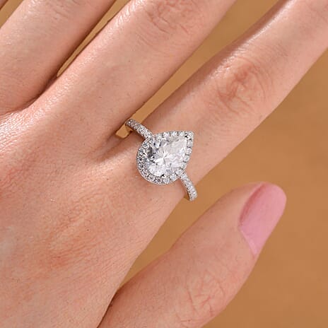 RADIANTA Premium D Colour VVS1 Moissanite GRA Certified Moissanite Ring in Rhodium Overlay Sterling Silver 2.40 Ct.