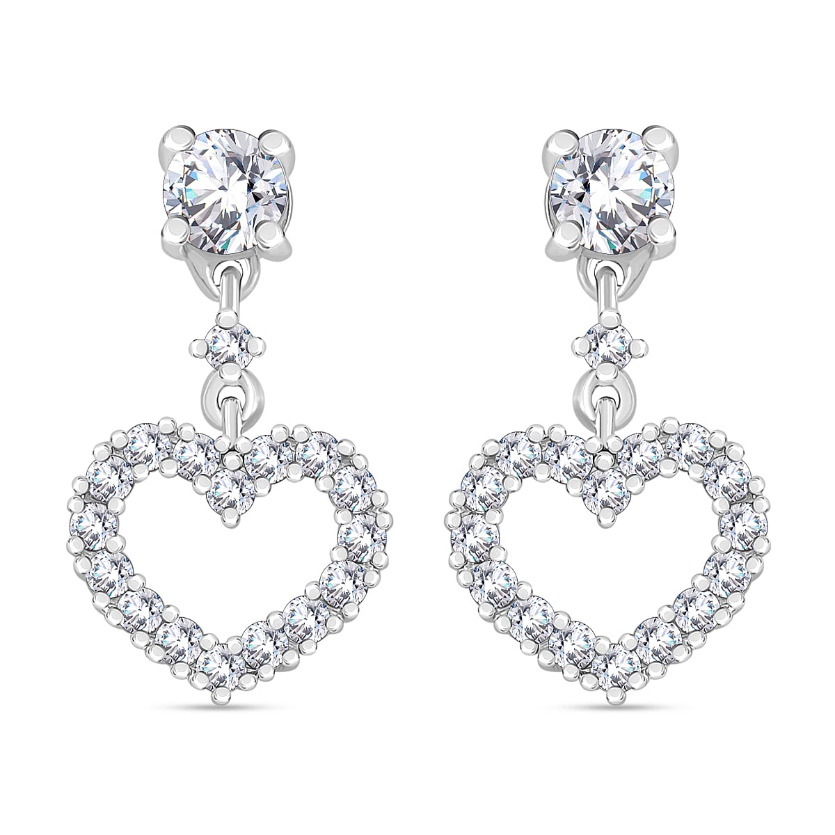 RADIANTA Premium Moissanite - GRA Certified (VVS1-D) Earring with Push Back in Rhodium Overlay Sterling Silver 1.00 Ct.