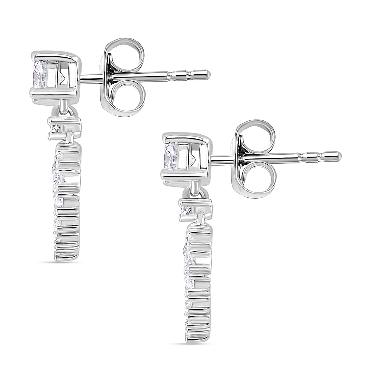 RADIANTA Premium Moissanite - GRA Certified (VVS1-D) Earring with Push Back in Rhodium Overlay Sterling Silver 1.00 Ct.