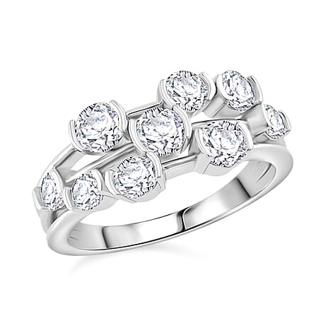 RADIANTA Premium Moissanite GRA Certified (VVS1-D) Moissanite Bubble  Ring in Rhodium Overlay Sterling Silver 1.68 Ct.