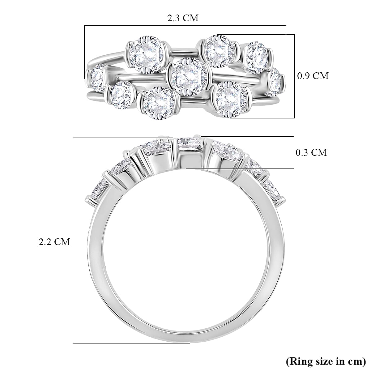RADIANTA Premium Moissanite GRA Certified (VVS1-D) Moissanite Bubble Ring in Rhodium Overlay Sterling Silver 1.68 Ct. RADIANTA Premium Moissanite GRA Certified (VVS1-D) Moissanite Bubble Ring in Rhodium Overlay Sterling Silver 1.68 Ct.