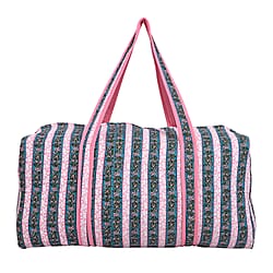 Cotton Quilted Travel Bag with Zipper Closure