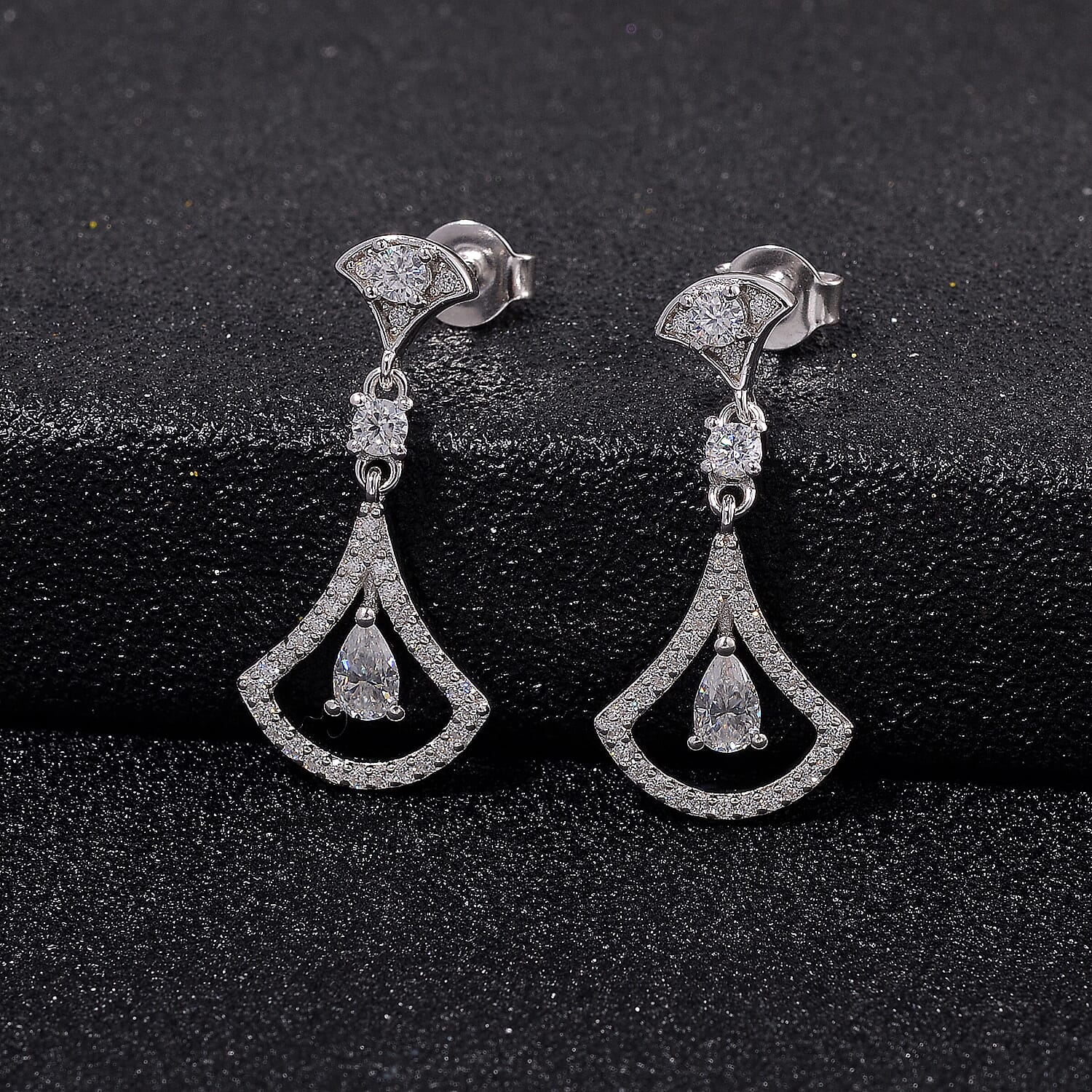 RADIANTA Premium Moissanite - GRA Certified (VVS1-D) Moissanite Earring with Push Back in Rhodium Overlay Sterling Silver 1.20 Ct.