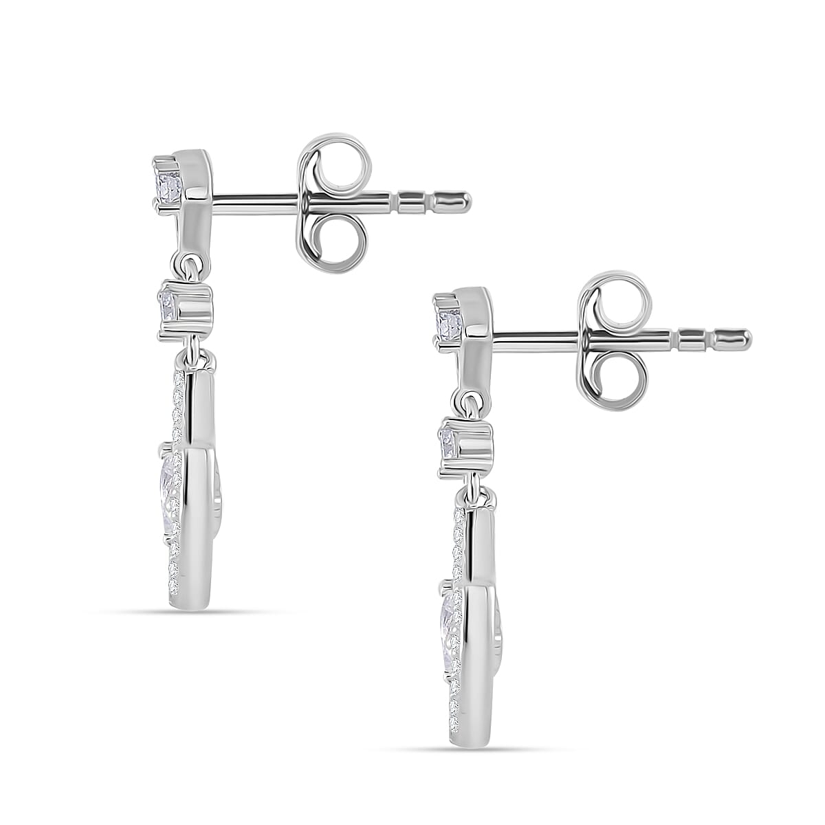 RADIANTA Premium Moissanite - GRA Certified (VVS1-D) Moissanite Earring with Push Back in Rhodium Overlay Sterling Silver 1.20 Ct.