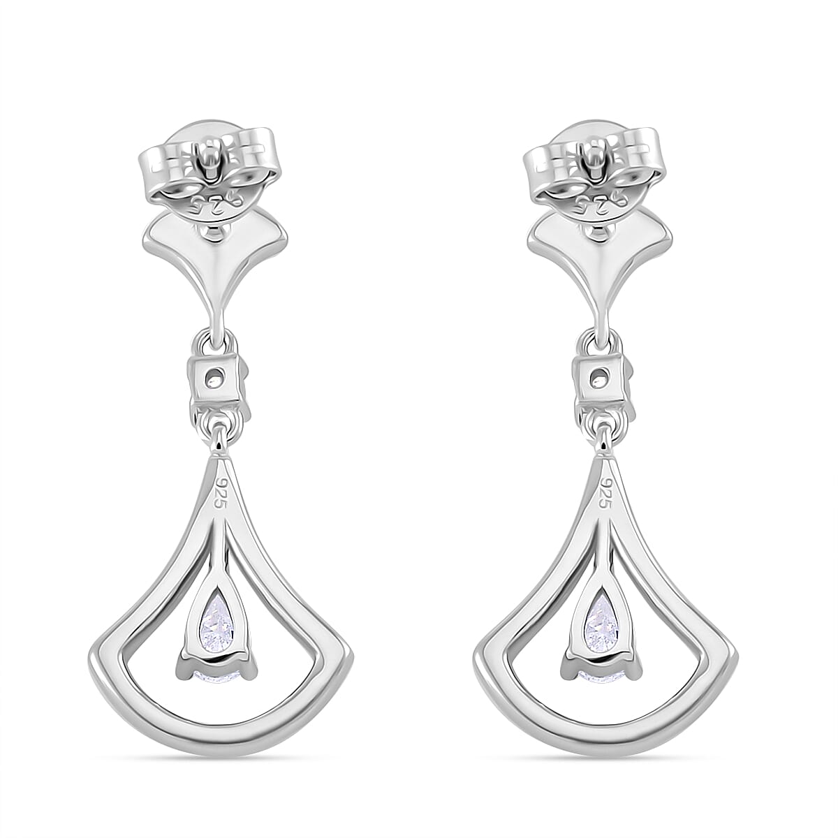 RADIANTA Premium Moissanite - GRA Certified (VVS1-D) Moissanite Earring with Push Back in Rhodium Overlay Sterling Silver 1.20 Ct.