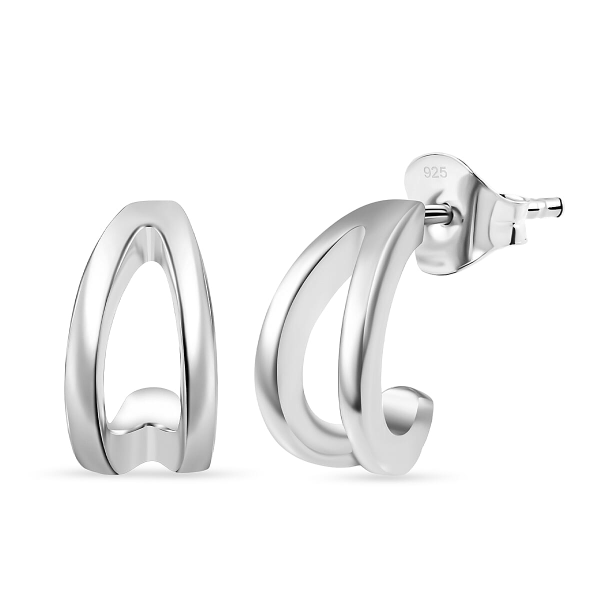 Platinum Overlay Sterling Silver Stud Push Back Earrings