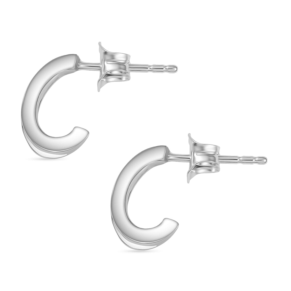 Platinum Overlay Sterling Silver Stud Push Back Earrings