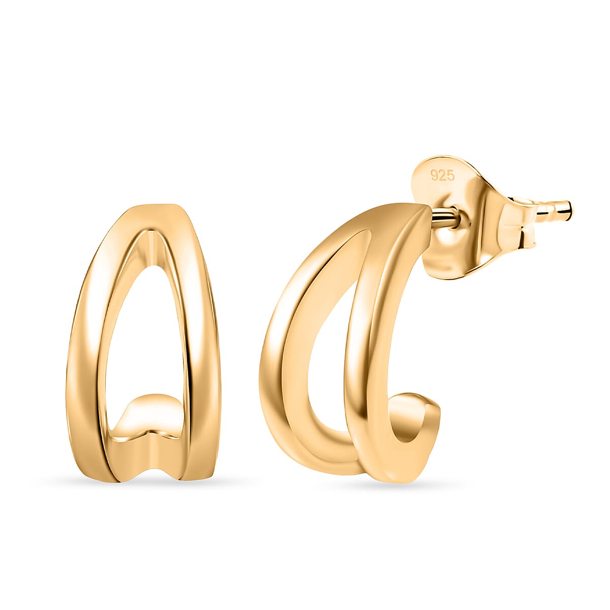 14K Gold Plated Sterling Silver Stud Push Back Earrings