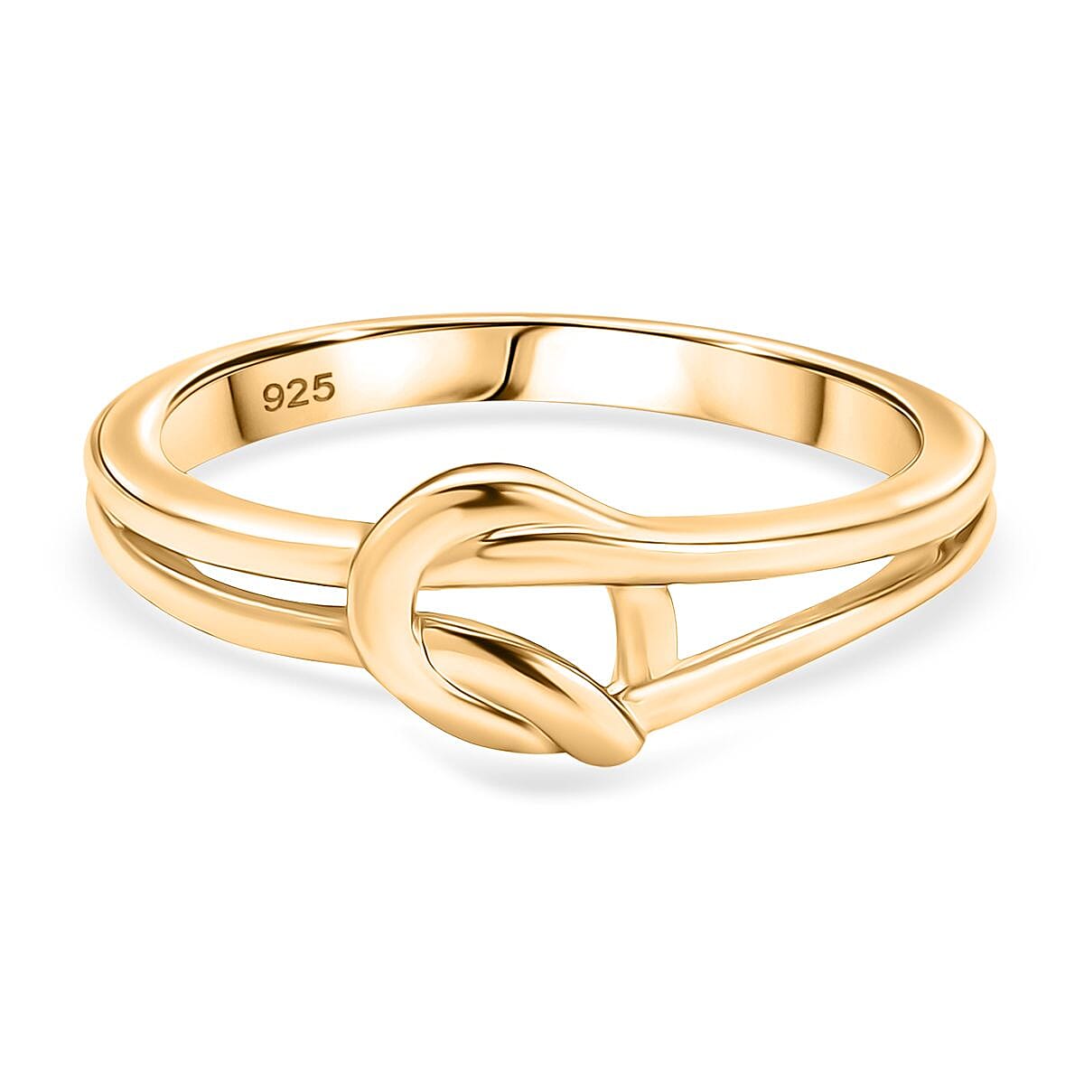 Designer Inspired Knot Ring in Yellow Gold Plated Sterling Silver