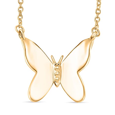 Close Out Deal - Yellow Gold Plated Sterling Silver Butterfly Necklace (Size 20)