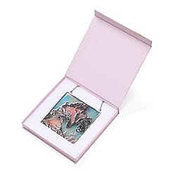 Alphonse Maria Mucha Glass Suncatcher - Square Pendant with Chain & Silver Frame - Multicolour