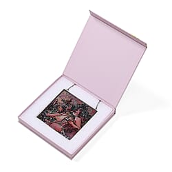 Alphonse Maria Mucha Glass Suncatcher - Square Pendant with Chain & Silver Frame - Multicolour