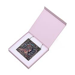 Alphonse Maria Mucha Glass Suncatcher - Square Pendant with Chain & Silver Frame - Multicolour