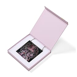 Alphonse Maria Mucha Glass Suncatcher - Square Pendant with Chain & Silver Frame - Multicolour