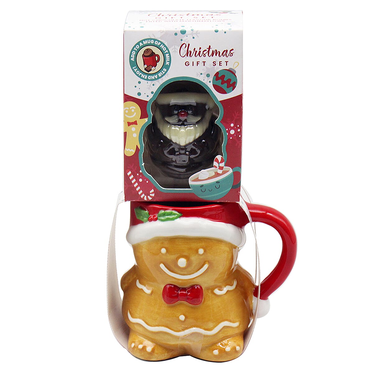 The Leonardo Collection Gingerbread Mug - Hot Chocolate Bomb Christmas Gift Set - Gingerbread Man