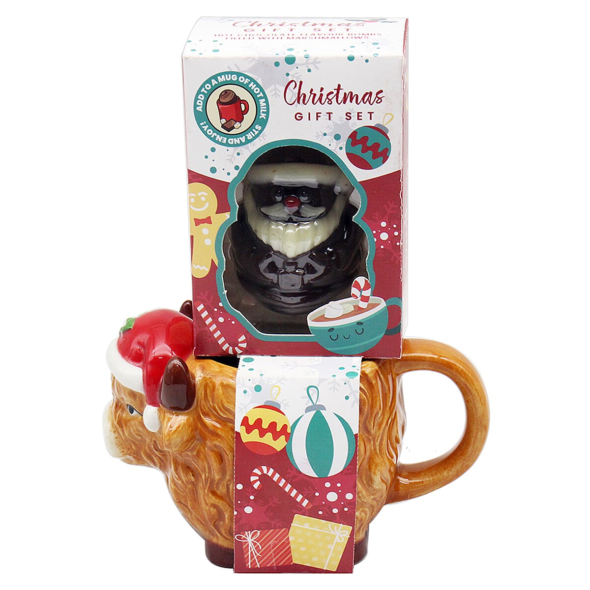 The Leonardo Collection Highland Cow Mug - Hot Chocolate Bomb Christmas Gift Set - Highland Cow