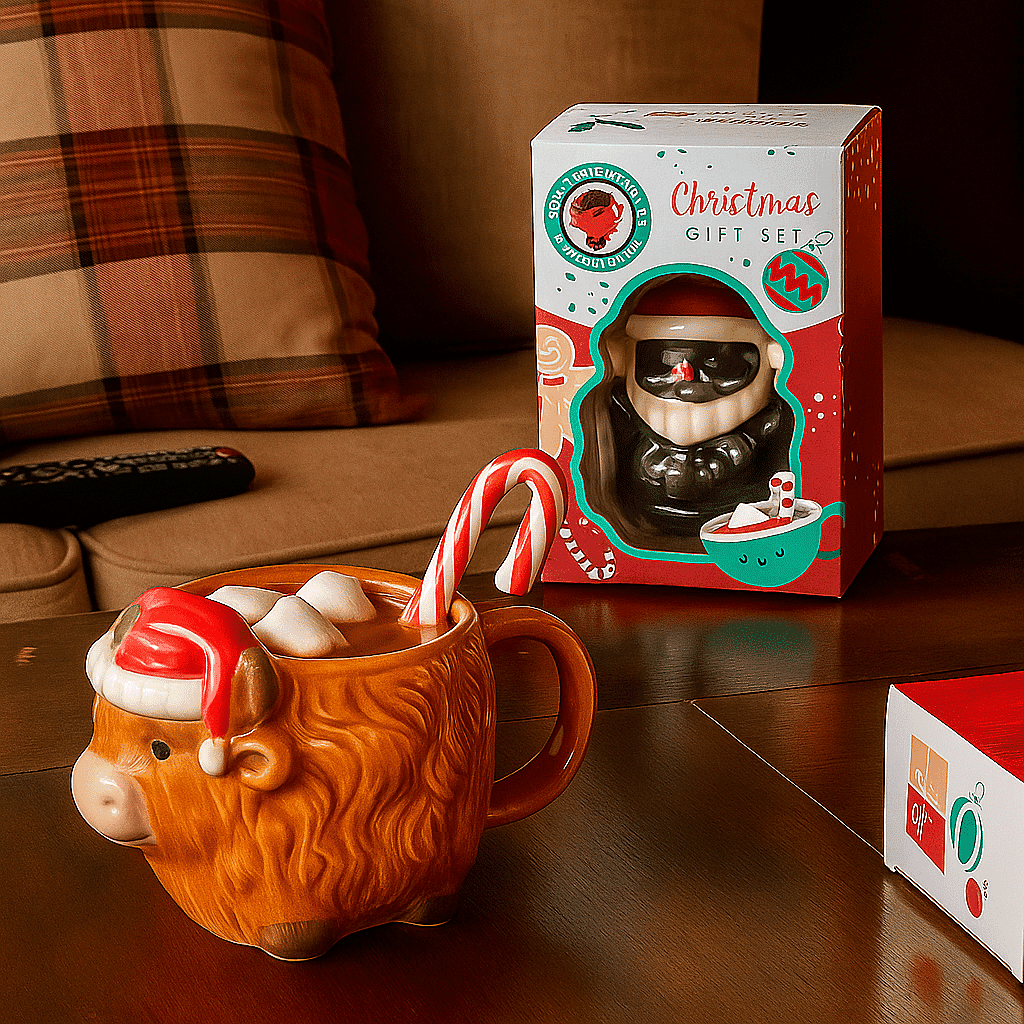 The Leonardo Collection Highland Cow Mug - Hot Chocolate Bomb Christmas Gift Set - Highland Cow
