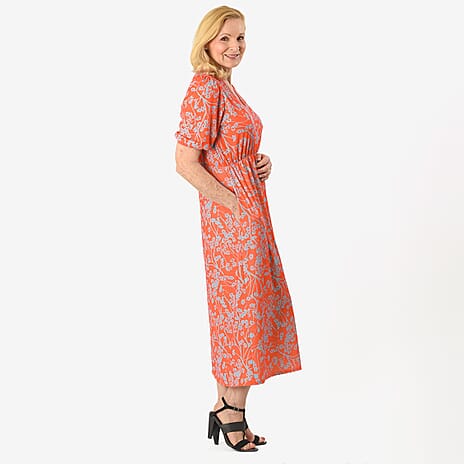 - Maisi Floral Printed Midi Dress (Size XL) - Red