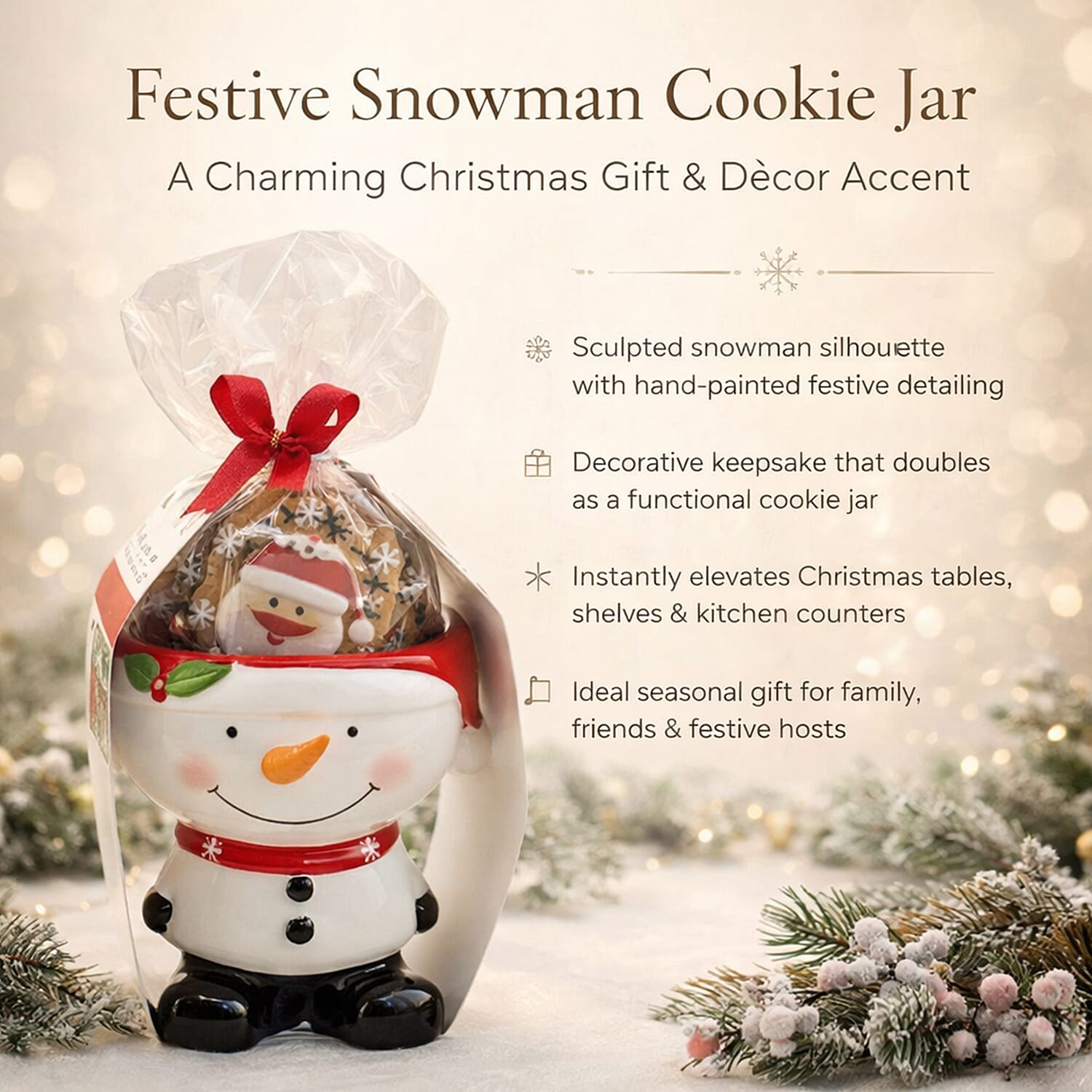 The Leonardo Collection Snowman Figural Cookie Jar Gift Set - White