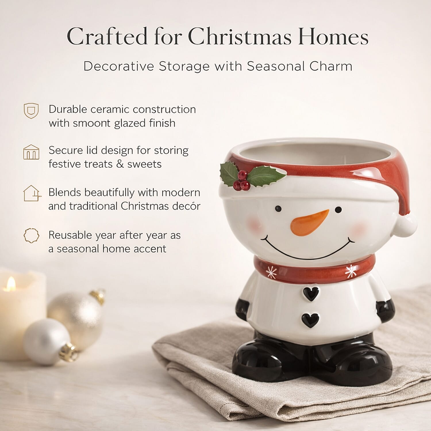 The Leonardo Collection Snowman Figural Cookie Jar Gift Set - White