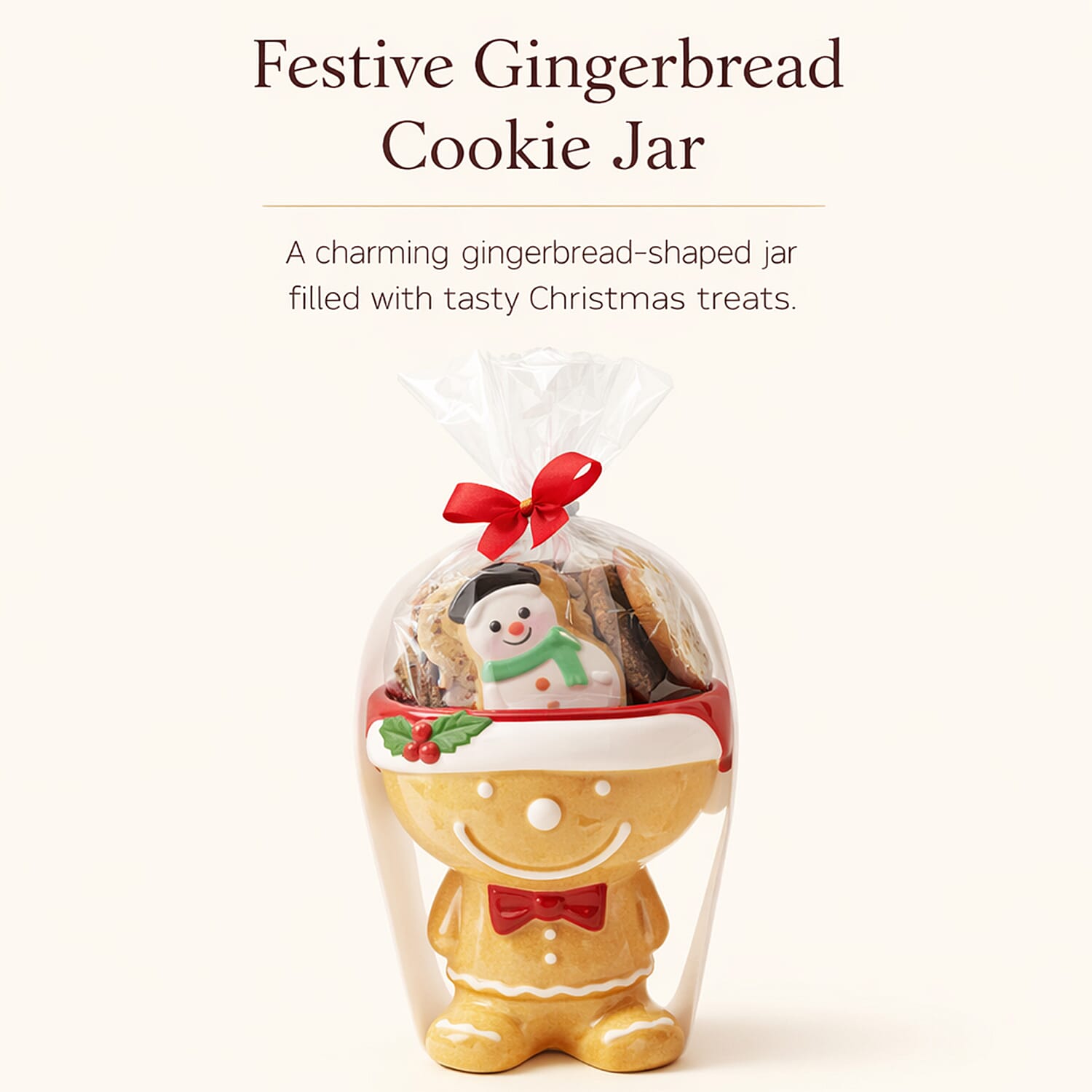 The Leonardo Collection Gingerbread Figural Cookie Jar Gift Set - Brown