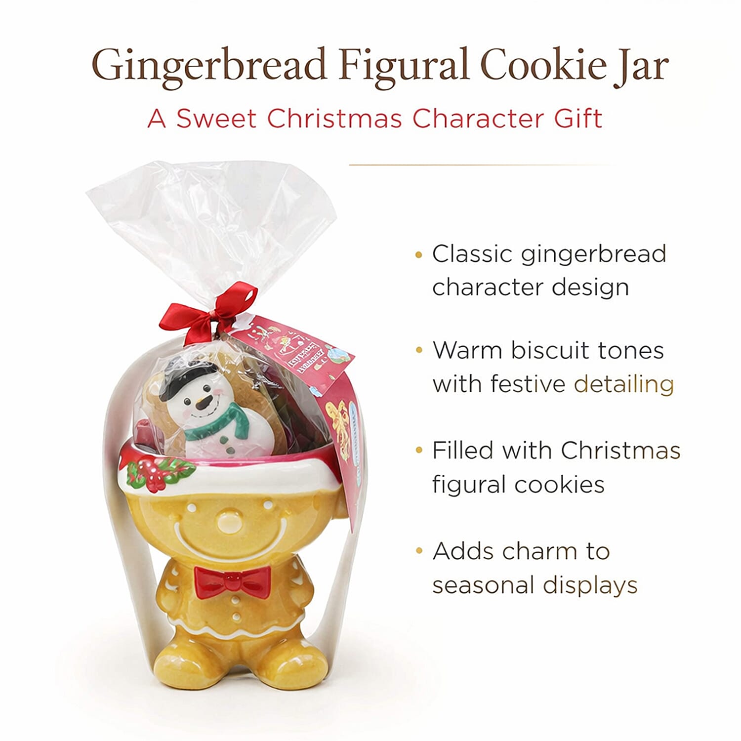 The Leonardo Collection Gingerbread Figural Cookie Jar Gift Set - Brown