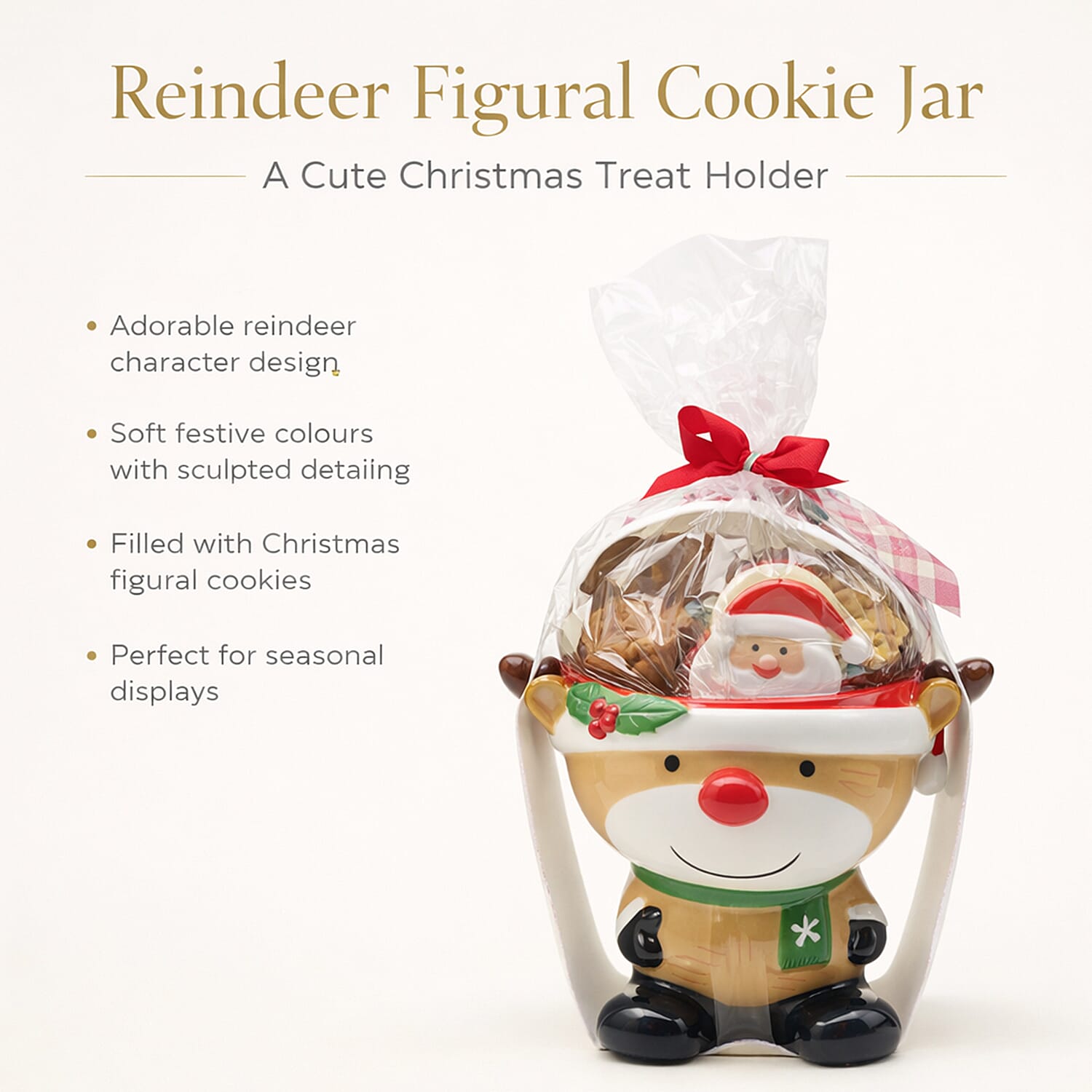 The Leonardo Collection Reindeer Figural Cookie Jar Gift Set - Multi Color