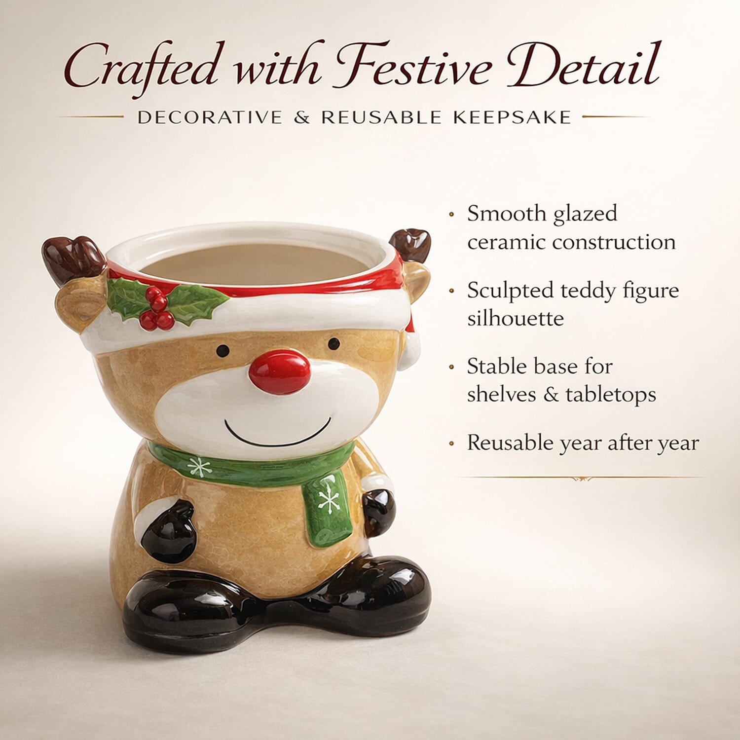The Leonardo Collection Reindeer Figural Cookie Jar Gift Set - Multi Color