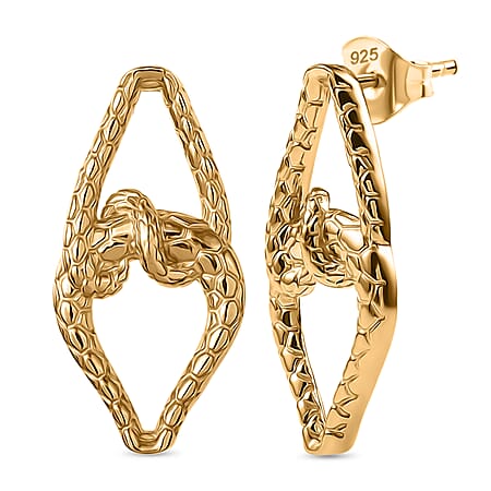 GP Serpentine Collection - Blue Sapphire Earring with Push Back in 18K Vermeil Yellow Gold Plated Sterling Silver