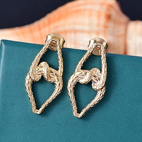GP Serpentine Collection - Blue Sapphire Earring with Push Back in 18K Vermeil Yellow Gold Plated Sterling Silver