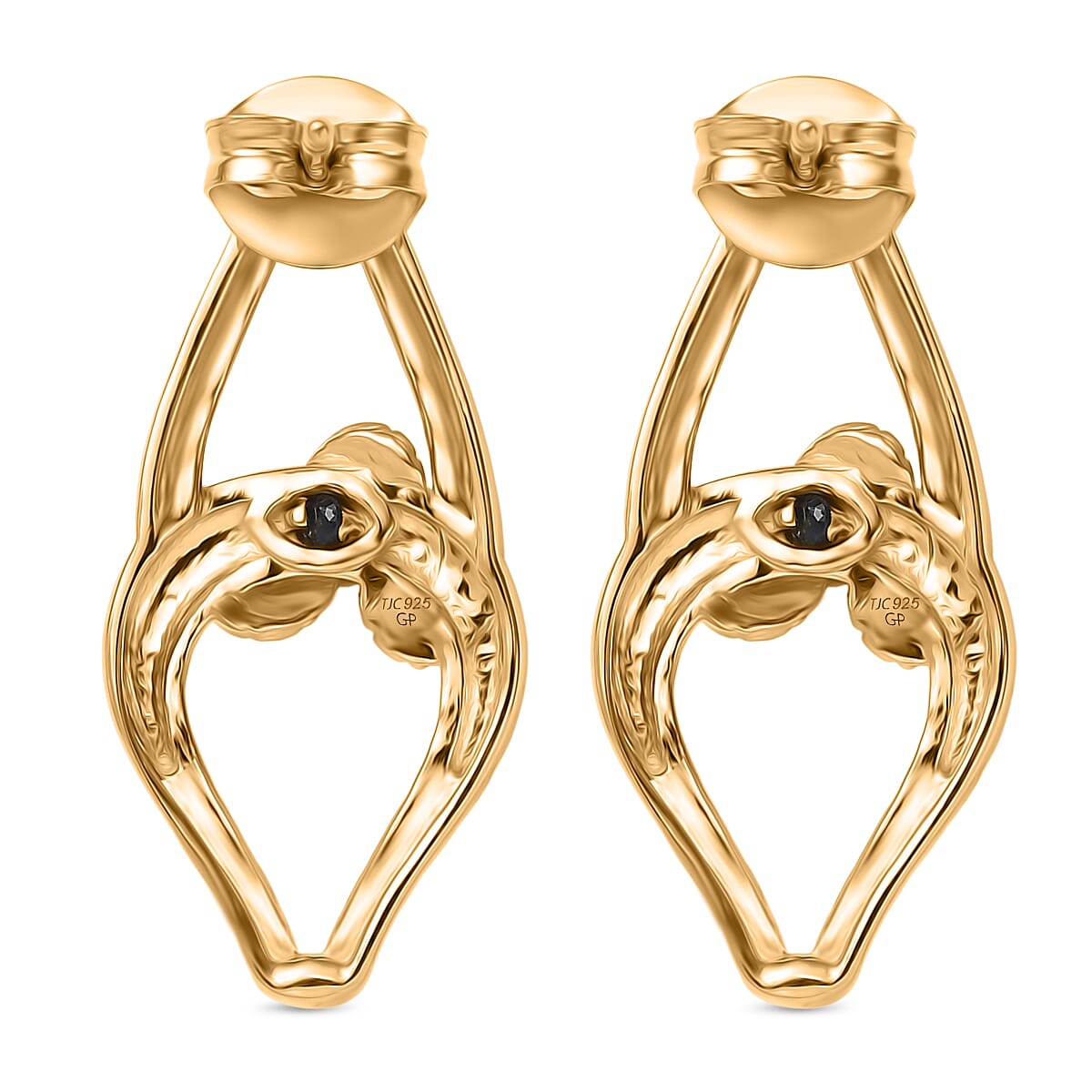 GP Serpentine Collection - Blue Sapphire Earring with Push Back in 18K Vermeil Yellow Gold Plated Sterling Silver GP Serpentine Collection - Blue Sapphire Earring with Push Back in 18K Vermeil Yellow Gold Plated Sterling Silver