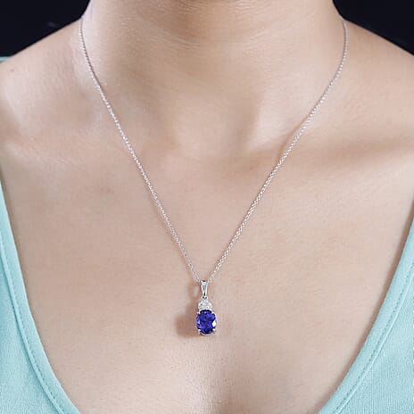 RHAPSODY 950 Platinum Tanzanite & White Diamond Pendant 4.30 Ct, Platinum Wt. 3.24 Gms.