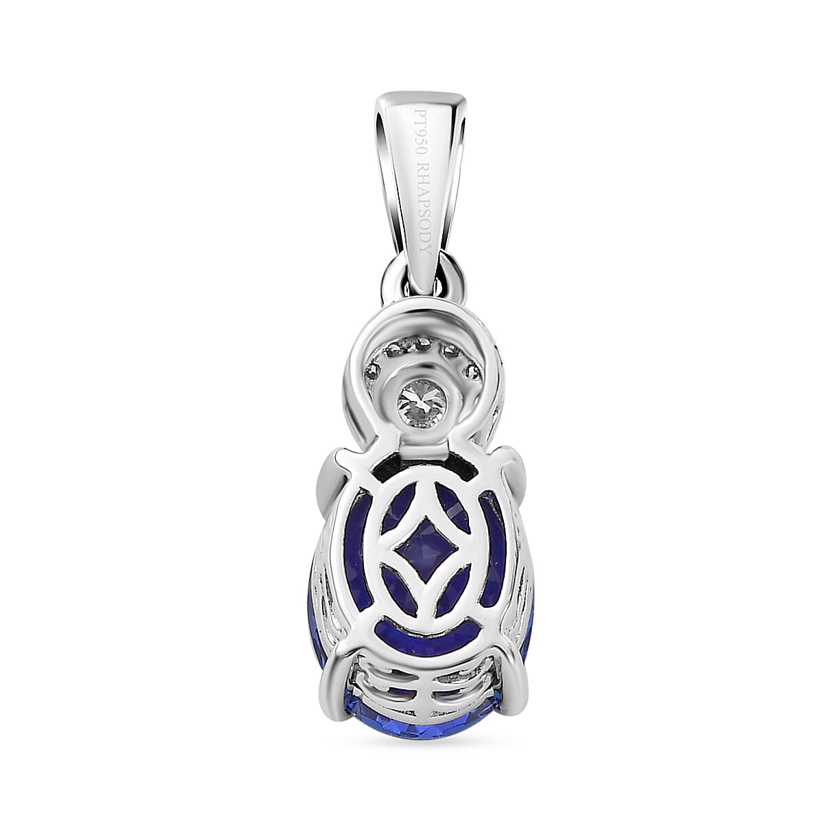 950 Platinum Tanzanite & White Diamond Pendant 6.00 Ct, Platinum Wt. 3.68 Gms. 950 Platinum Tanzanite & White Diamond Pendant 6.00 Ct, Platinum Wt. 3.68 Gms.