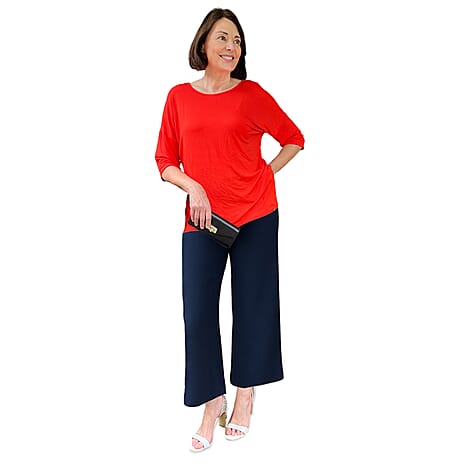 Emelia Two Way Dolman Sleeve Side Slit Top (Size L) - Orange